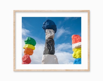 Seven Magic Mountains Print: Rainbow Rock Sculpture Photography (Digital Download)