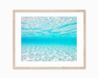 Stampa fotografica subacquea delle Bahamas: arte murale costiera oceanica (download digitale)