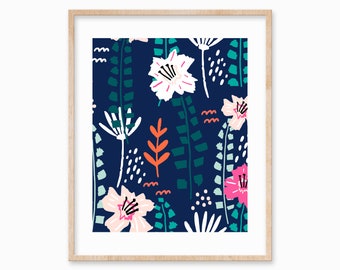 Stampa artistica floreale astratta: foglie tropicali esotiche (download digitale)