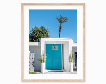 Impresión de Palm Springs: Puerta turquesa de mediados de siglo (descarga digital)