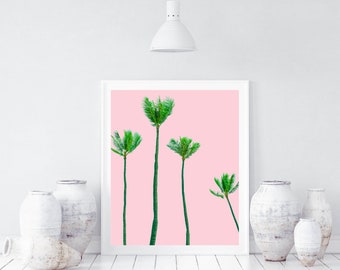 Pink Palm Tree Print: Coastal Tropical Wall Art (Digital Download)