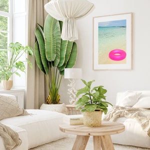 Pink Beach Float Print Spring Prints Digital Download Pool Float Printable Wall Art Girls Bedroom Decor Pop of Color Instant Download