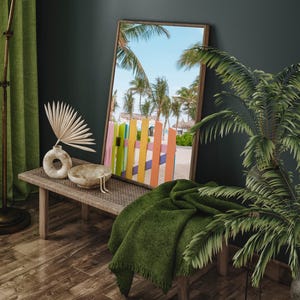 Stampa spiaggia di Aruba/Arte murale tropicale/Download digitale costiero/Stampa spiaggia pastello/Stampa mare/Stile nonna costiera/Regalo per gli amanti della spiaggia