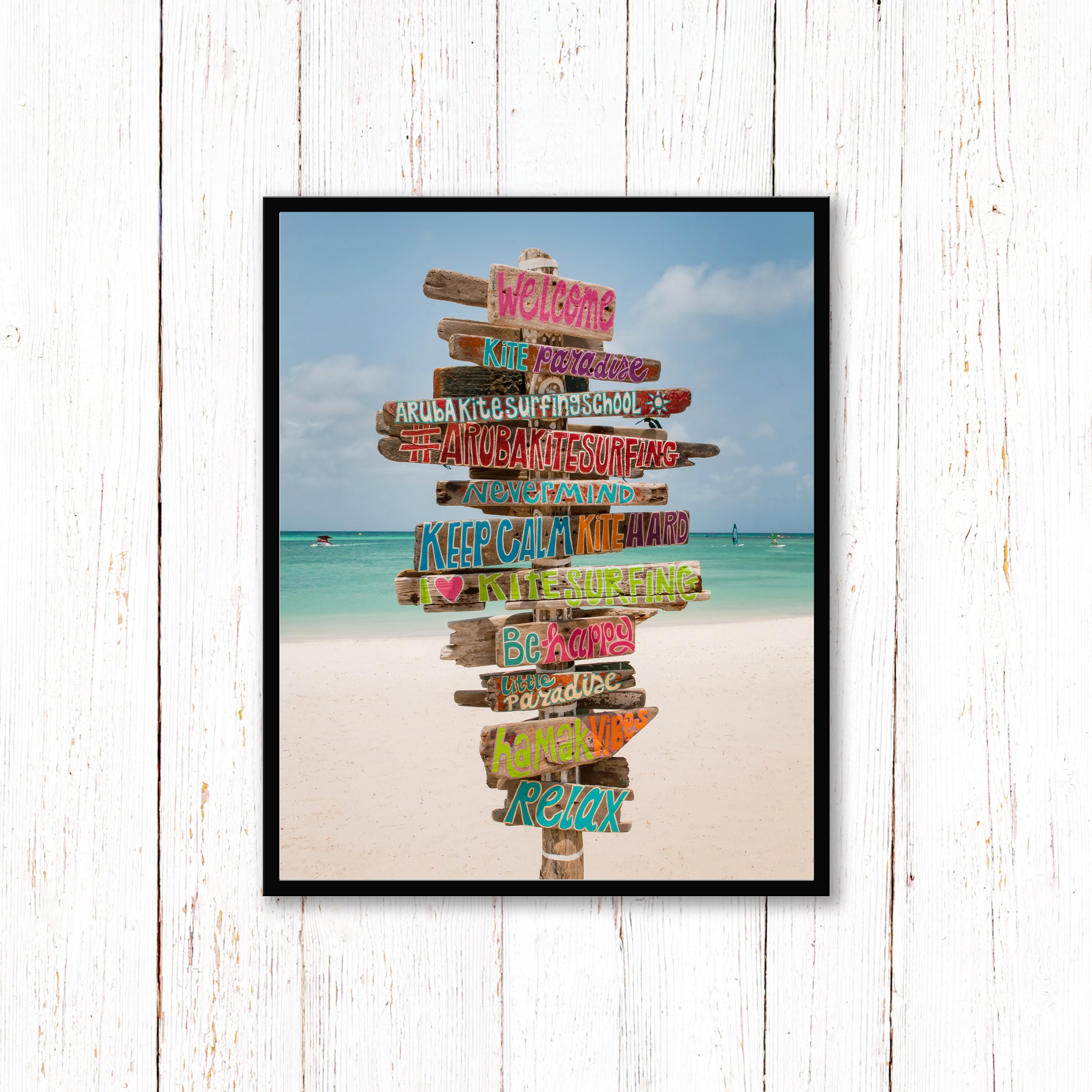 Beach Sign Print, Bright Wall Art, Kitesurfing Printable, Digital ...