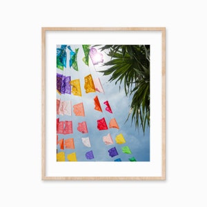 Vertical Colorful Art Print Mexican Flags Summer Art Print Bright Art Party Decor Pop of Color Wall Art Travel Poster Digital Download