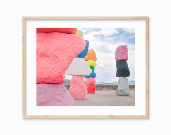 Seven Magic Mountains Print: Rainbow Rock Sculpture Photography (Digital Download)