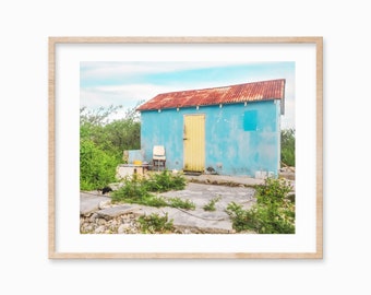 Foto di una capanna sulla spiaggia delle Bahamas: arte di una capanna su un'isola caraibica (download digitale)