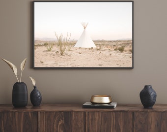 Desert Teepee Print, Southwestern Boho Wall Art (Digital Download)