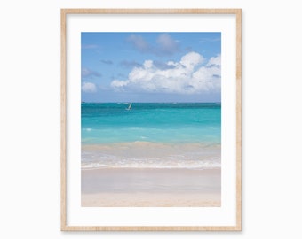 Stampa fotografica di Blue Ocean Beach: arte del windsurf costiero (download digitale)