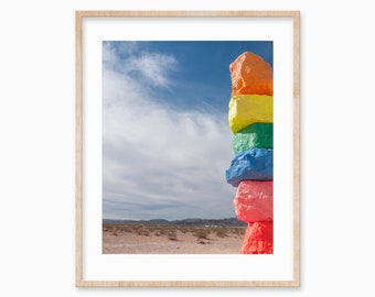 Seven Magic Mountains Print: Rainbow Rock Sculpture, Vegas Art (Digital Download)