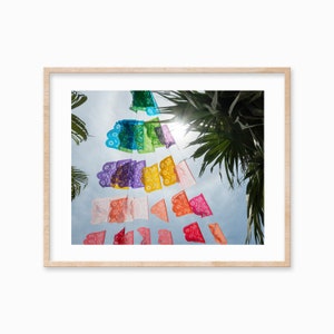 Kleurrijke kunstdruk Mexicaanse vlaggen Zomerkunstdruk Bright Art Party Decor Pop of Color Wall Art Reisposter Digitale download Happy Art