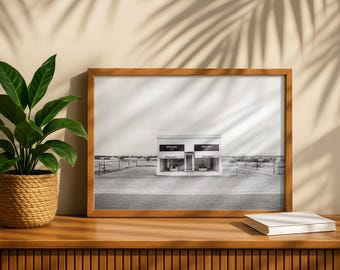 Black & White Marfa Texas Photo Print: Texas Desert Photography, Fashion Wall Art (Digital Download)