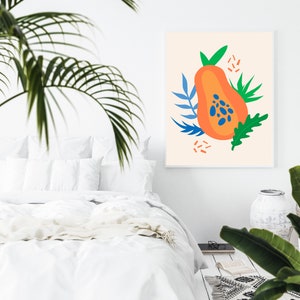 Papaya Art Print, Printable Art, Summer Prints, Summer Printable Wall Art, Fruit Print, Kitchen Wall Decor, Fruit Printable, Papaya Art