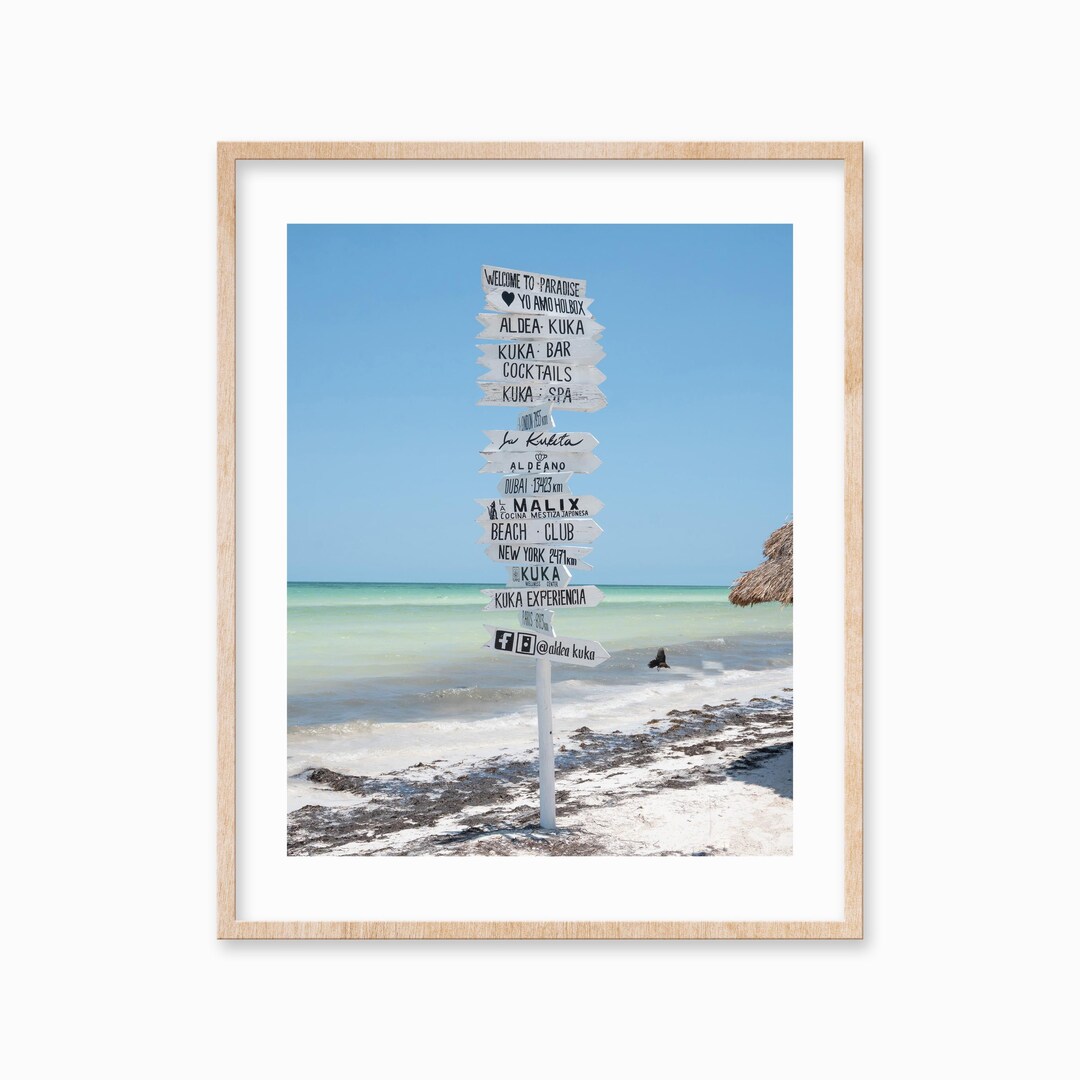 Isla Sign Colorful Beach Sign in Blue Water | Isla Holbox Mexico Digital Print ...