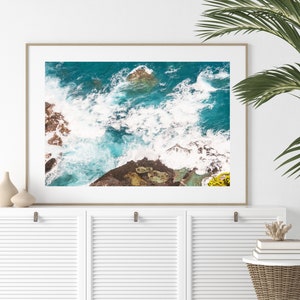 Ocean Print Printable Wall Art Living Room Wall Art Cerulean Sea Blue Ocean Waves Art Surf Downloadable Print