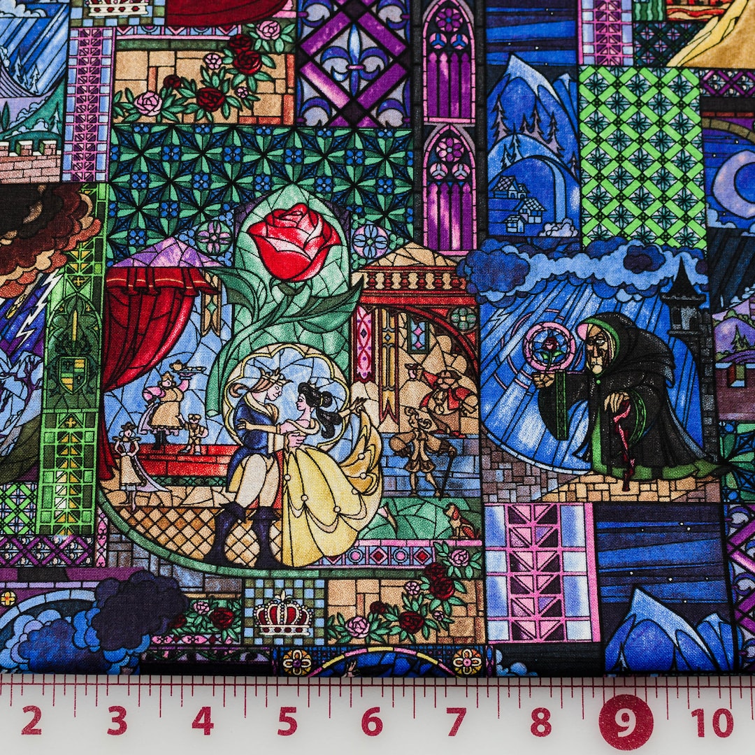 Beauty & the Beast Stained Glass Fabric Etsy