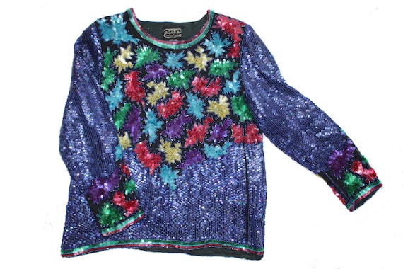 Vintage Floral Sequin Embroidered Top