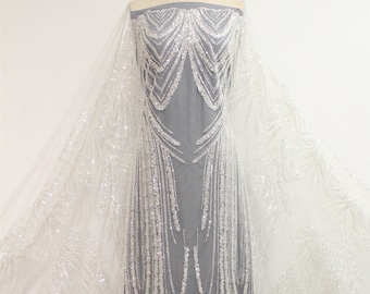 3D Beaded Sequin Lace Fabric: Bridal Wedding Gown Couture