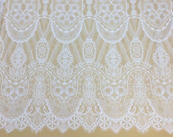 3 Meters Off-White Chantilly Lace Fabric: 59" Bridal Veil Trim