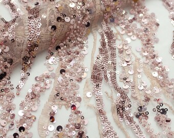 Perlen Pailletten Spitzenstoff: Vintage Tüll für Brautkleid - Meterware