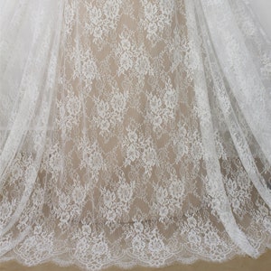 3 Meter Wimpernspitze Stoff für Brautschleier, Dessous Spitze, Florale Spitze Hochzeitskleid Stoff, französischer Spitzenstoff, Chantilly Spitze 59&quot; Breite