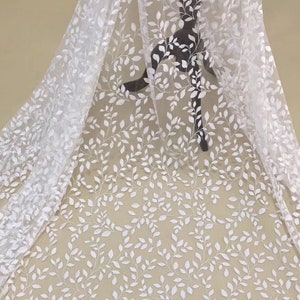 Vintage New style Lace Fabric Off-White Embroidery leaf Lace Mesh Craft Fabric For Wedding Bridal Dress 51 inches Width Sold by 1 Yard