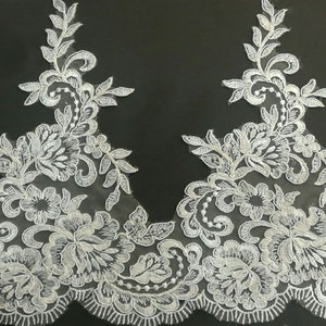 By Yard Alencon Lace Trim, Floral Alencon Lace, Bridal Wedding Veil  Lace Trimming 10.4‘’ width