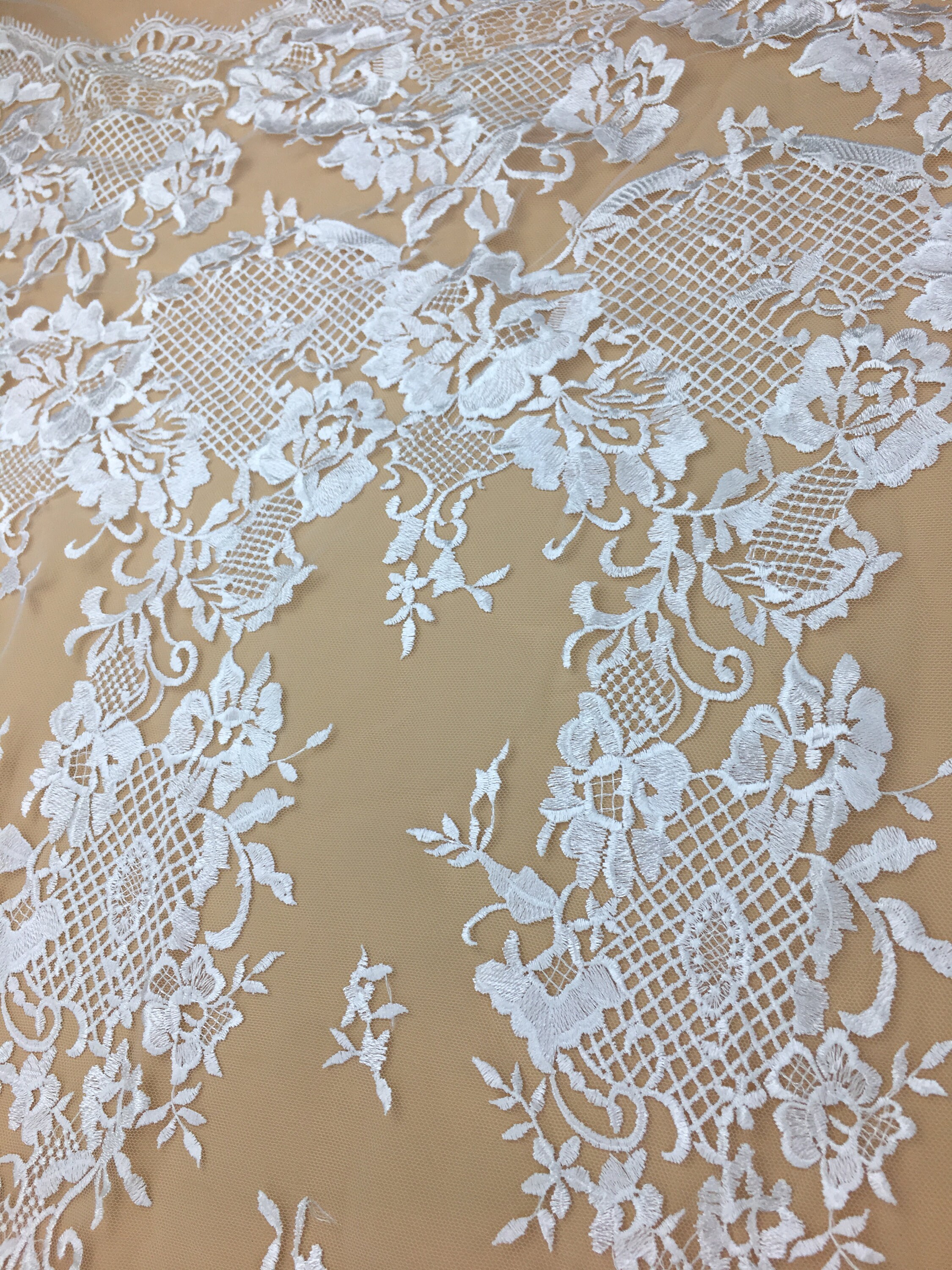 Heavy Embroidered Floral Lace Fabric Bridal Flower Lace Etsy