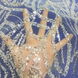 Fashion wedding dress fabric beaded bridal dress fabric fashion bridal guipure fabric alecon lace fabric