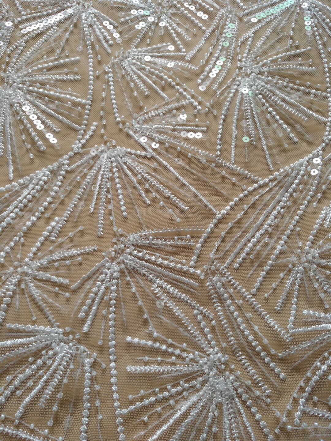 Wedding Dress Beaded Lace Fabric Bridal Dress Fabric With Sequins ...