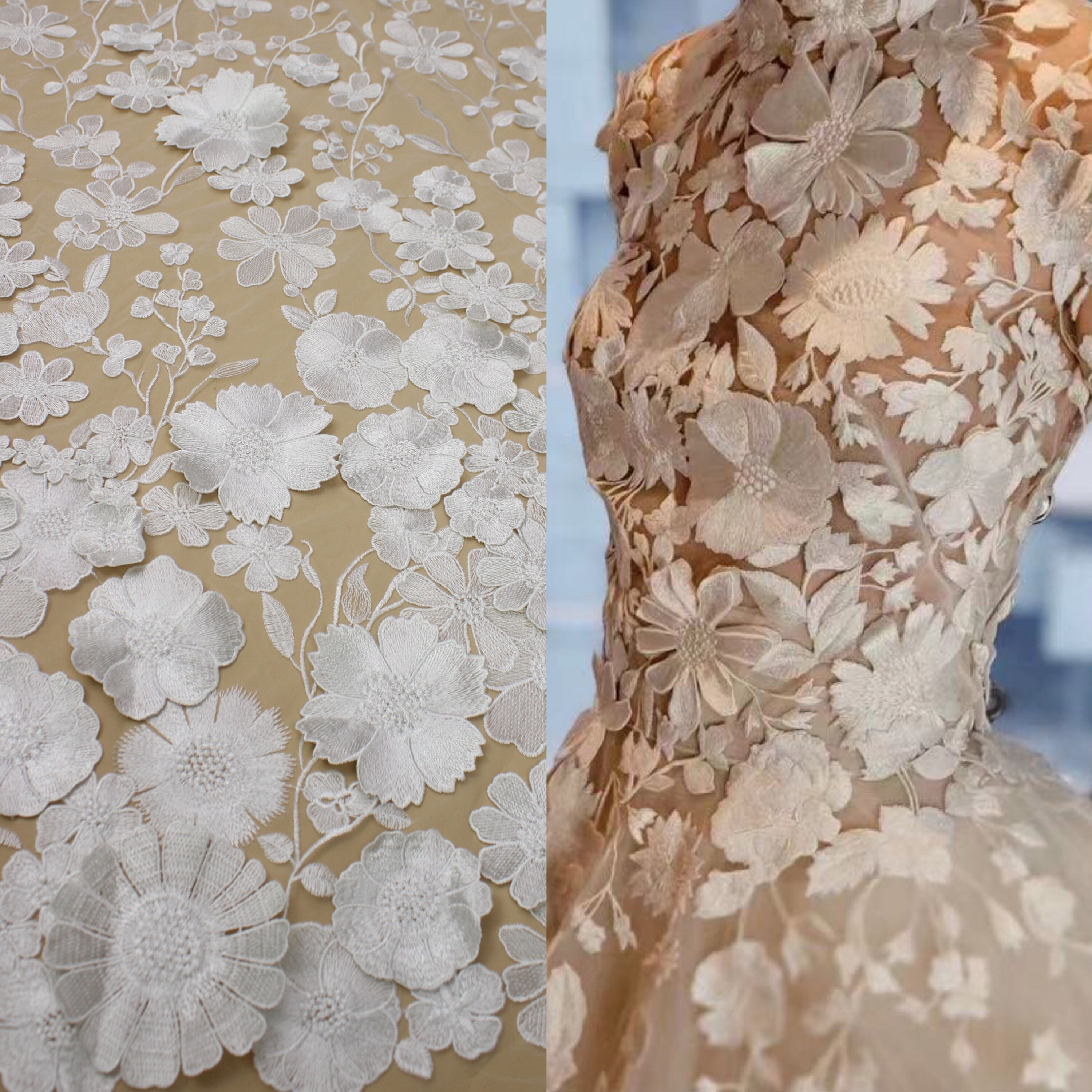 Lace fabric 3d sale