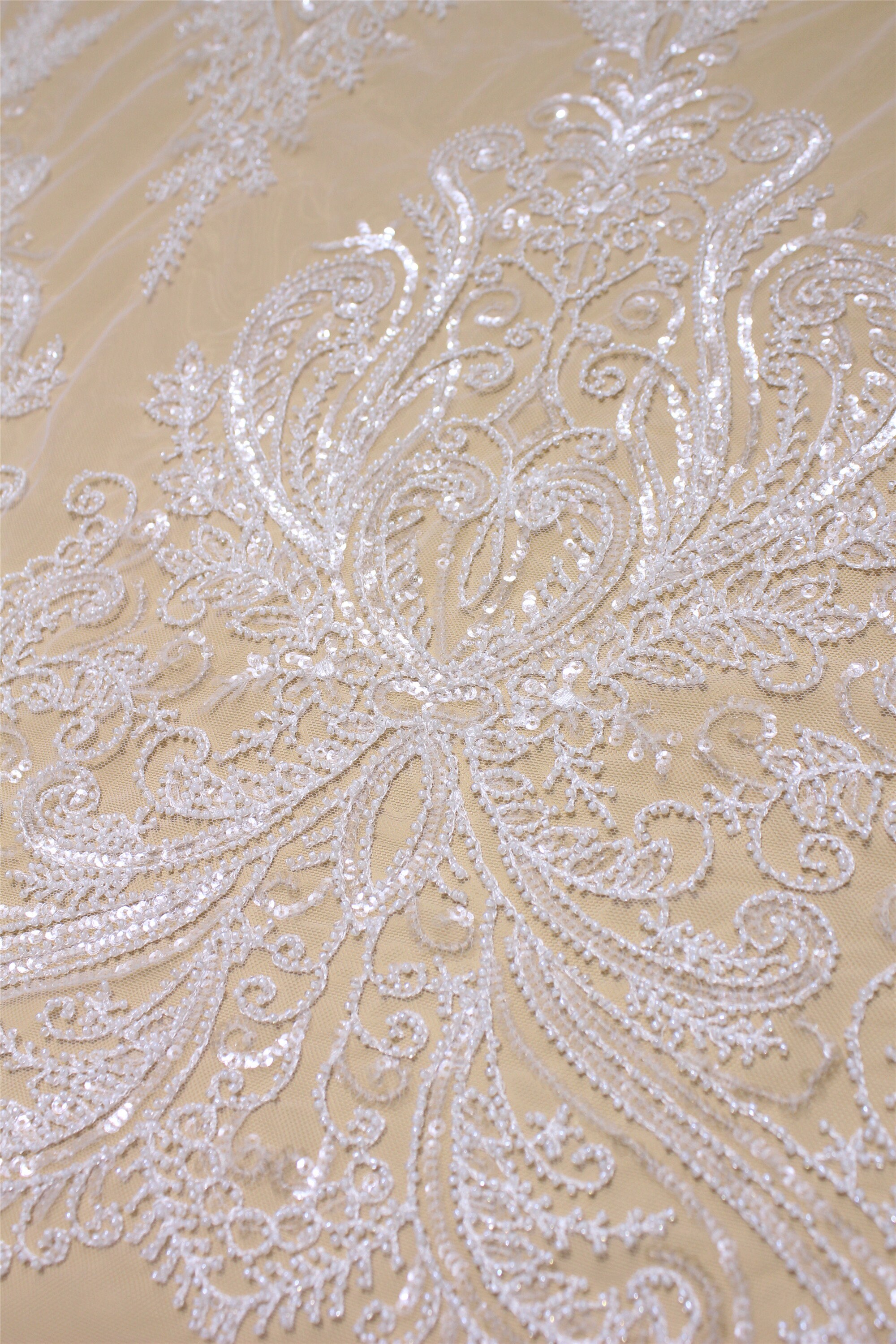 Designer lace fabric by the yard discount