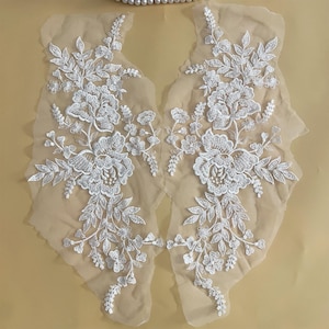 Beaded & Sequined Floral Lace Applique: Bridal Bodice Sheet