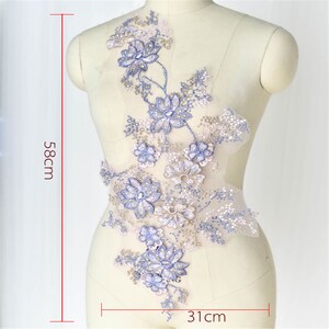 Nuevo gran bordado tul encaje apliques / motivos para el vestido de baile, trajes, trajes de encaje de ropa de alta costura