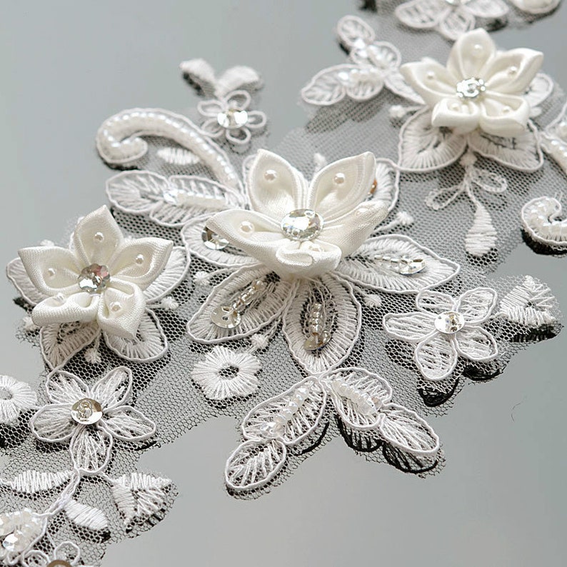 3d Lace Applique Heavy Beading Lace Applique With Sequins 3D Etsy