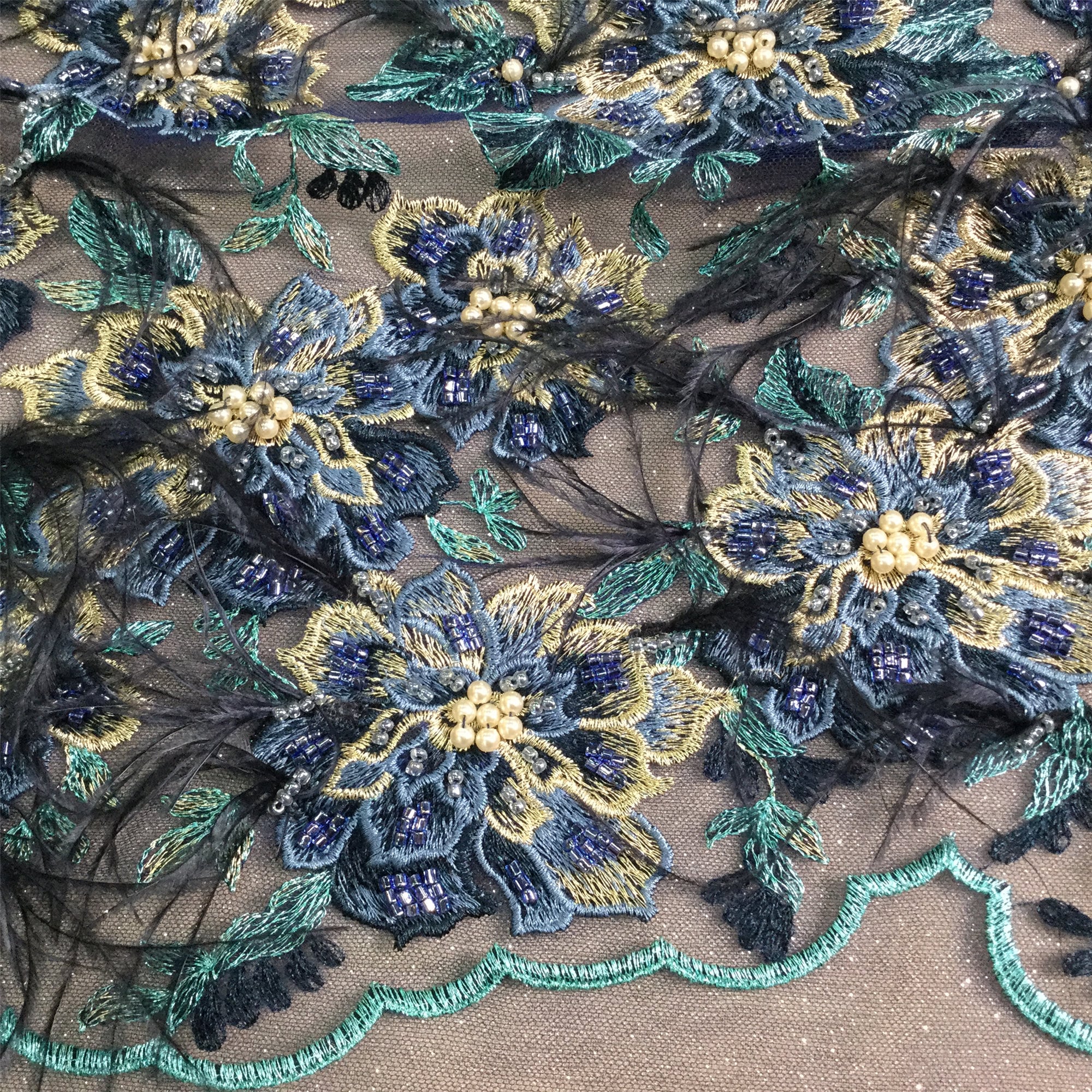 2 Colors Luxury Feather Evening Dress Fabric Bead Pearl Etsy