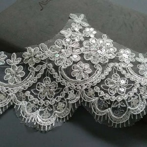 By Yard Alencon Lace Trim, Floral Alencon Lace, Bridal Wedding Veil  Lace Trimming