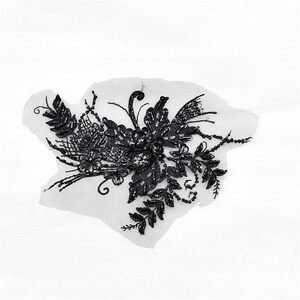 Parche de encaje para vestido de novia con cuentas, parche para vestido de novia, flor de encaje para vestido de novia, aplique de encaje para novia, parche bordado