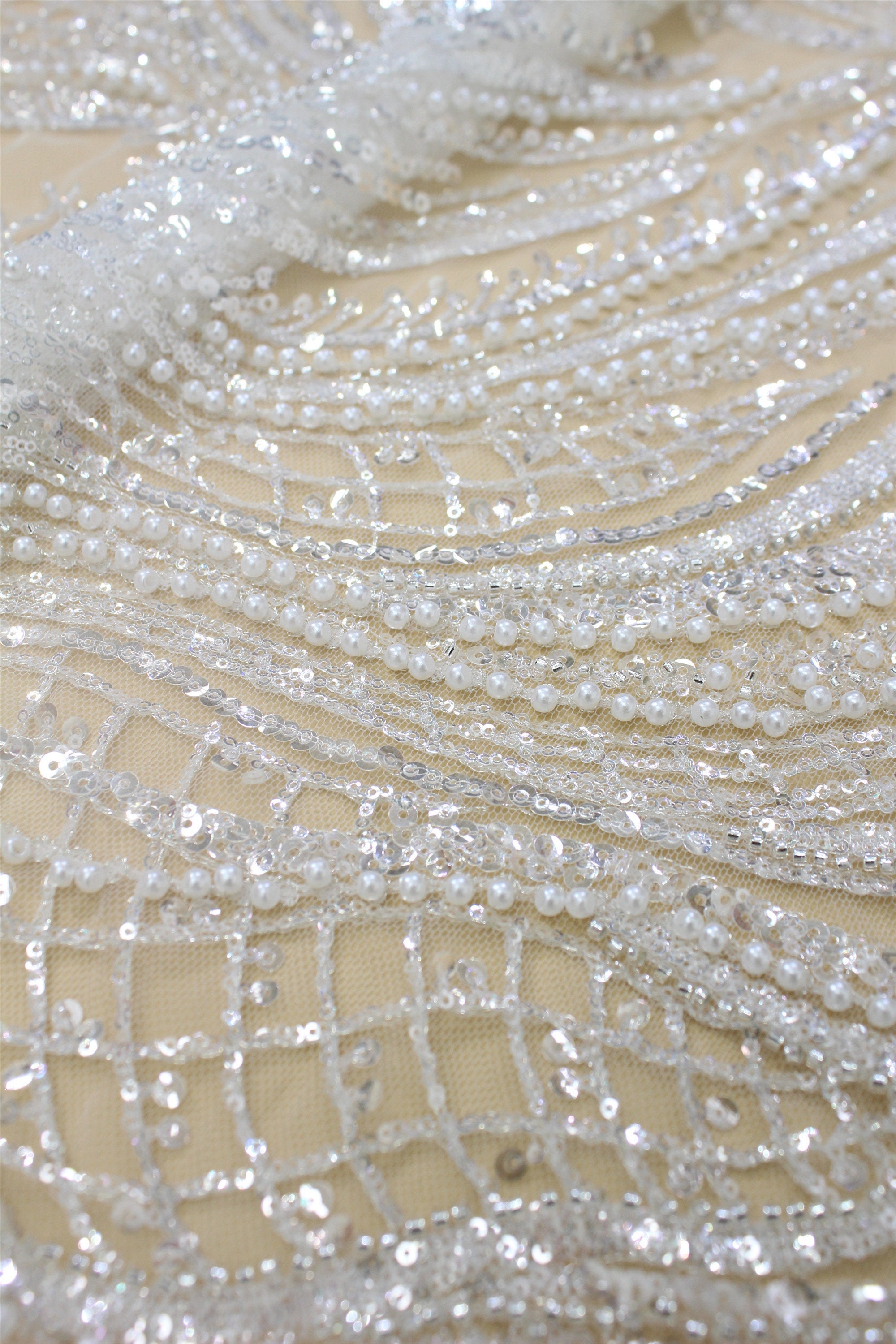 Pearl Beaded Fabric New Zealand