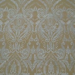 Off White Embroidered Lace Fabric: Rayon Tulle Mesh, Bridal Wedding Gown