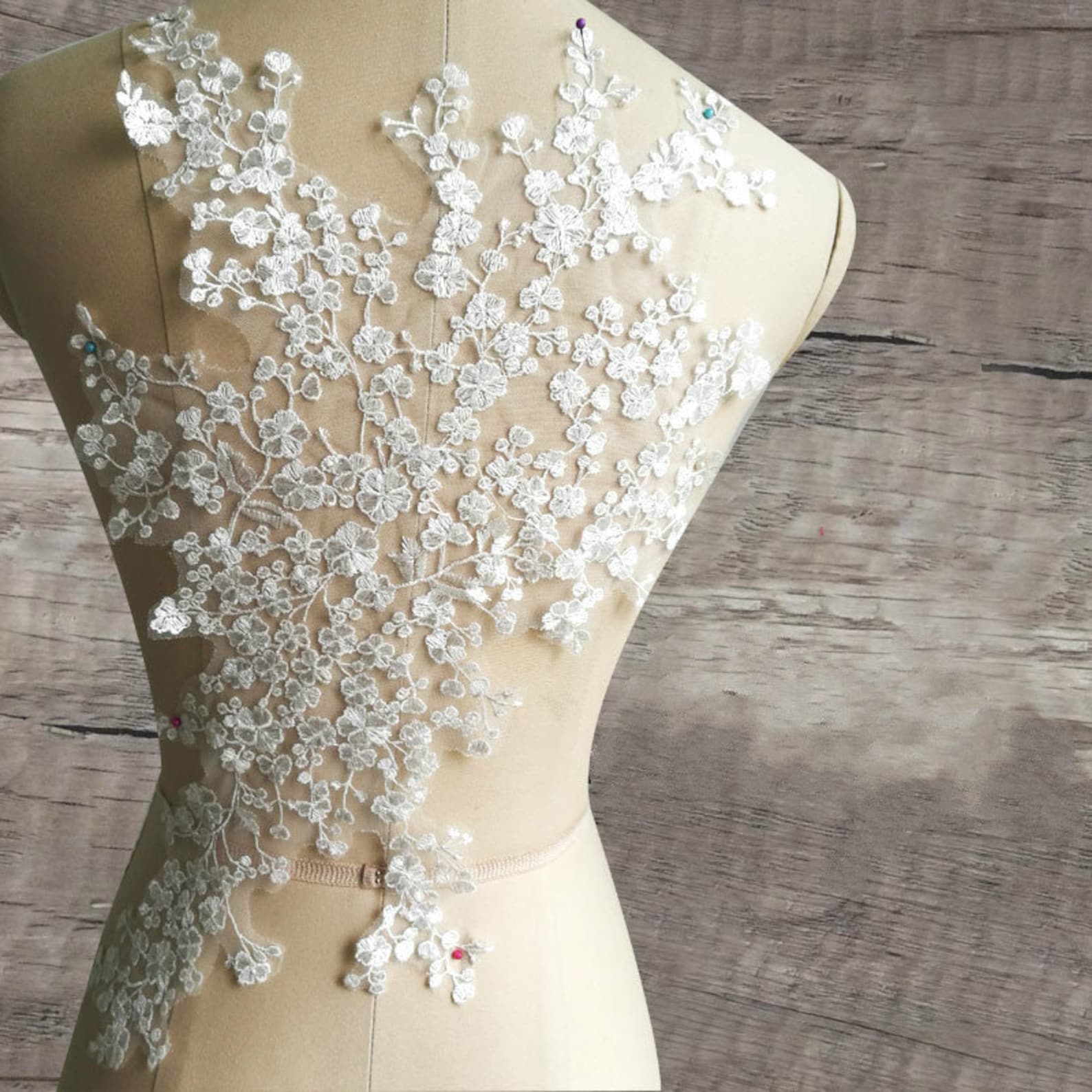 Bridal wedding floral lace applique dress Lace Applique Etsy