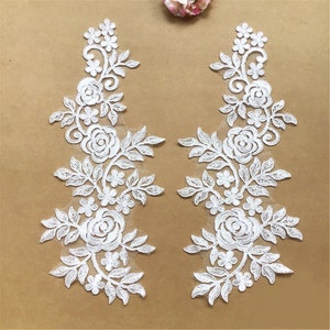 Floral Lace Applique (1 Pair): Bridal Gown Embellishment