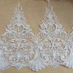 Encaje de novia Recorte corte a medida, encaje francés, encaje de encaje de alencón, encaje de boda, ribetes de encaje de velo de novia, encaje de liga 13''(33cm) de ancho