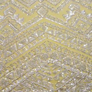 New Arrival Lace Fabric.Heavy  Beaded Fabric.Gown Dress Lace Fabric, Designer Fashion Couture Lace, Off-White Lace Fabric By Yard
