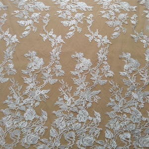 Embroidered Floral Tulle Lace Fabric: 51&quot; Wide, DIY Wedding Dress