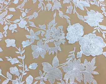 Tejido de encaje guipur floral: tul para vestido de novia, encaje cortado a medida