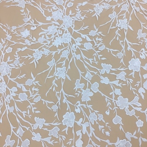 Floral Embroidery Lace Fabric , Bridal Dress Lace Fabric , Fashion Show Dress Lace Fabric , Couture Lace Fabric ,Designer Lace Fabric