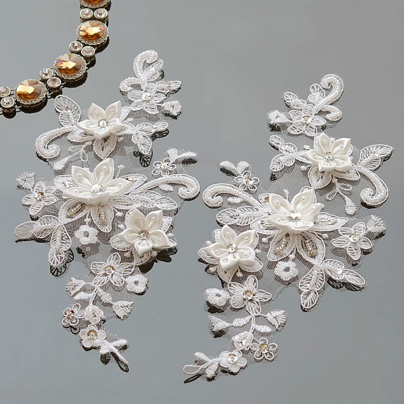 3d Lace Applique Heavy Beading Lace Applique With Sequins 3D Etsy