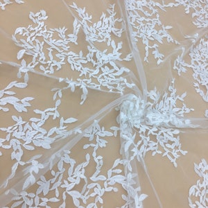 Flower Embroidery Lace Fabric Wedding Dress Lace Fabric Guipure Lace Floral Lace, Tulle Mesh Lace Bridal Dress Fabric