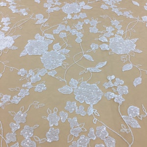 Wedding Dress Lace Fabric, Bridal Embroidered Lace, Beautiful French Lace, Guipure Sequins Lace, Bridal Veil Fabric, Chantilly Lace